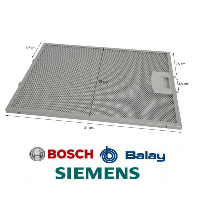 FILTRO METÁLICO PARA CAMPANA EXTRACTORA BALAY, BOSCH, SIEMENS 00353110