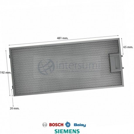 FILTRO METALICO CAMPANA EXTRACTORA BALAY 11022474