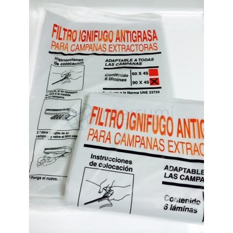 FILTRO CAMPANA EXTRACTORA UNIVERSAL DE PAPEL 90X45 CM,CONTIENE 6 UDS. 41CU0011