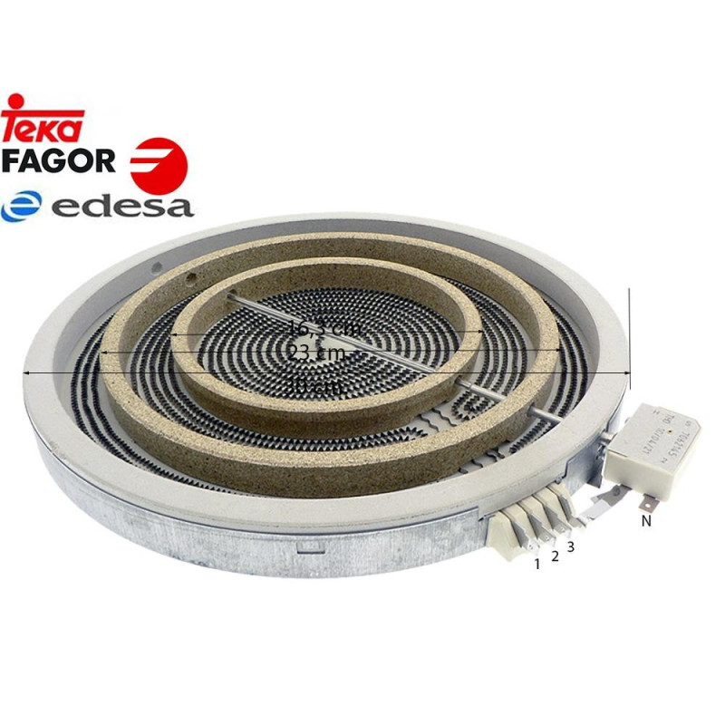 RESISTENCIA VITROCERAMICA EDESA, FAGOR C69D008A7 DIAMETRO EXTERIOR: 300mm 60702038