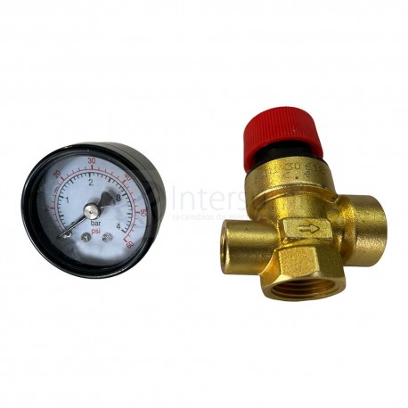 VÁLVULA SEGURIDAD CON MANÓMETRO 3 BARES 1/2 E0143200001