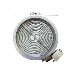Résistance vitrocéramique 1800W, 200mm, 4 contacts 43903120