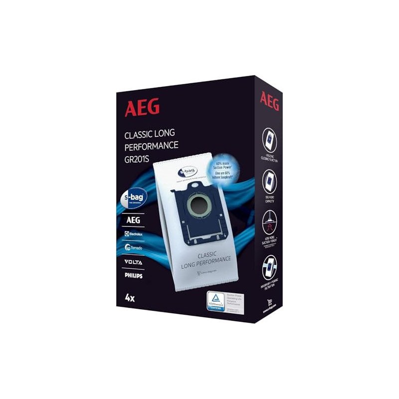 GR201S BOLSAS PARA ASPIRADOR S-BAG®CLASSIC LONG PERFORMANCE 4 UNIDADES 9001684746