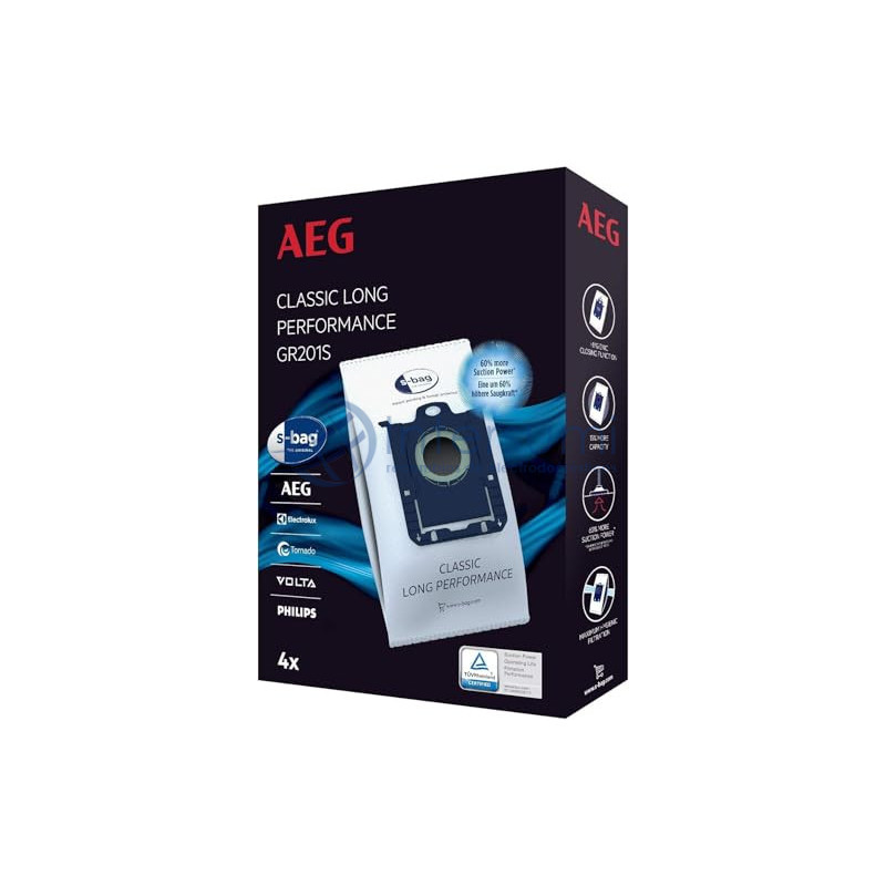 GR201S SACS POUR ASPIRATEUR S-BAG® CLASSIC LONG PERFORMANCE 4 UNITÉS 9001684746