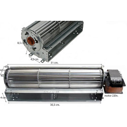 Ventilateur tangentiel universel pour poêles à pellets rotation droite 300mm 28FR063R