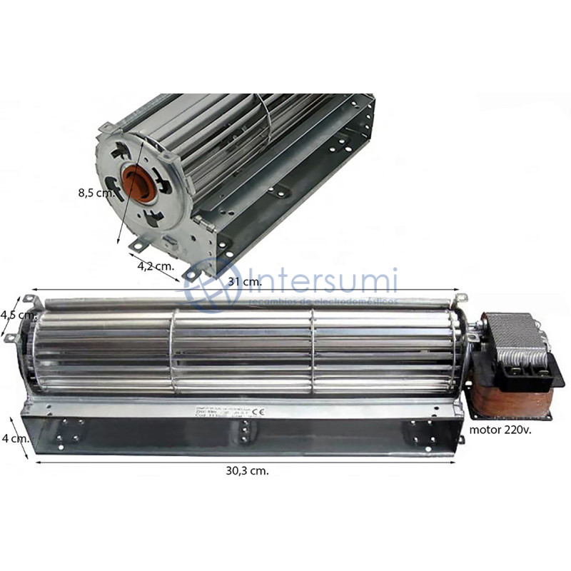 Ventilateur tangentiel universel pour poêles à pellets rotation droite 300mm 28FR063R