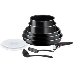 JUEGO DE 3 SARTENES 22/24/26 CM + 2 CAZOS 16/18 CM + MANGO EXTRAÍBLE + 4 ACCESORIOS L1599902