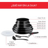 LOT 3 POÊLES 22/24/26 CM + 2 CASSEROLES 16/18 CM + POIGNÉE AMOVIBLE + 4 ACCESSOIRES L1599902