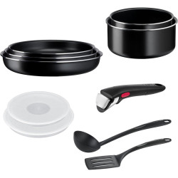 JUEGO DE 3 SARTENES 22/24/26 CM + 2 CAZOS 16/18 CM + MANGO EXTRAÍBLE + 4 ACCESORIOS L1599902