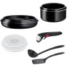 JUEGO DE 3 SARTENES 22/24/26 CM + 2 CAZOS 16/18 CM + MANGO EXTRAÍBLE + 4 ACCESORIOS L1599902