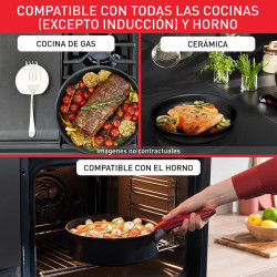 JUEGO DE 3 SARTENES 22/24/26 CM + 2 CAZOS 16/18 CM + MANGO EXTRAÍBLE + 4 ACCESORIOS L1599902