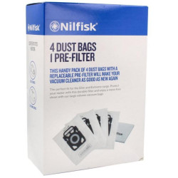 BOLSAS PARA ASPIRADOR NILFISK (4 UDS + PREFILTRO) 107412688