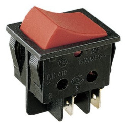 Bouton poussoir bipolaire rouge 16A 4 faston 14AG049