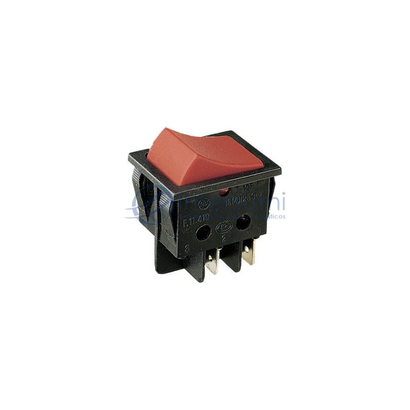 Bouton poussoir bipolaire rouge 16A 4 faston 14AG049