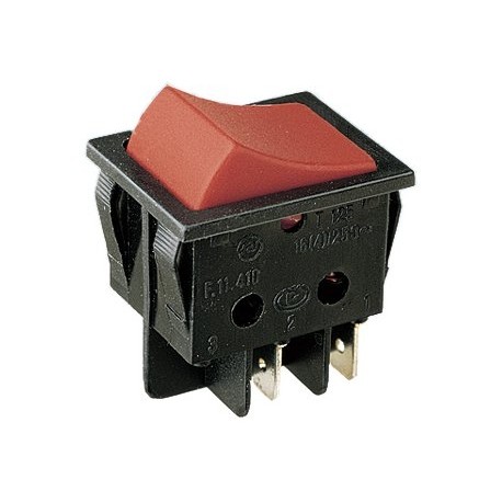 Pulsador bipolar rojo 16A 4 faston 14AG049