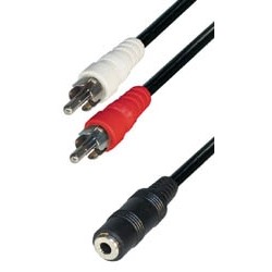 Cable 2rca m - jack h 3,5 estereo 0,2m  E-A38-0,2