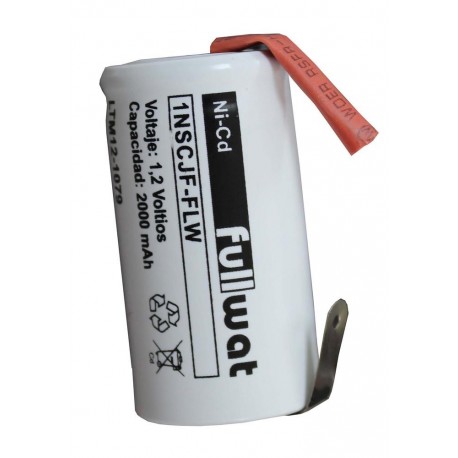 Bateria 1,2V 2000MAH con terminales NI-CD (alto 42 mm, diametro 22MM) (1NSCJF-FLW)  BATE-SC-L