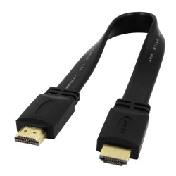 Câble plat HDMI 1.4 HDMI mâle 19PIN - HDMI mâle 19 pin, noir, contacts dorés, 1M C198-1F