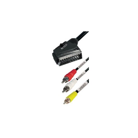 Cable euro (in-out) a 3xRCA m 2m E-VM11S