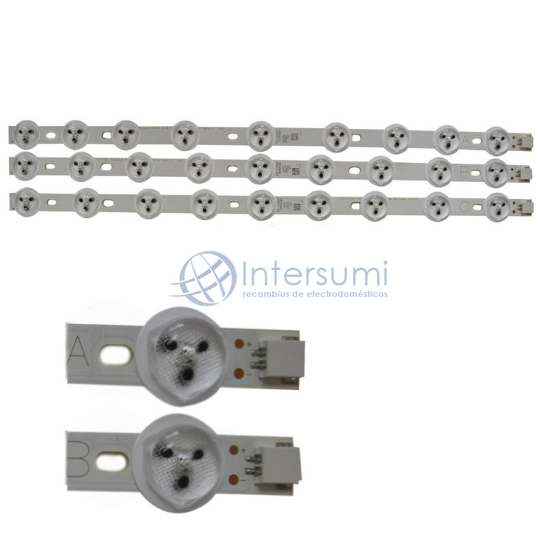 Bandes LED pour téléviseur Vestel 40 pouces 0.35A Bandes Type A (2), B (2), C (1) 23283024