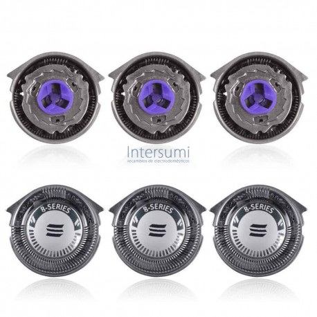 CABEZAL AFEITADORA EQUIVALENTE PHILIPS HQ8, KIT 3 UNIDADES 49PH0055A