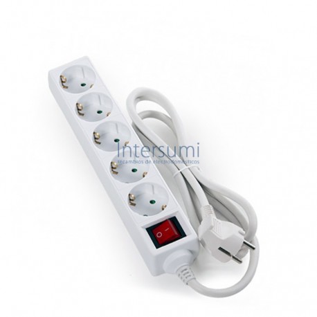 REGLETA 5 ENCHUFES SCHUKO CON INTERRUPTOR 1,5 METROS REGLETA-5BI