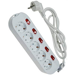 Multiprise 5 prises avec interrupteurs individuels, 16A 5B5I