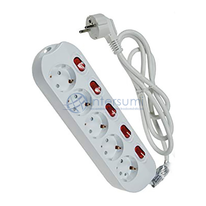 Multiprise 5 prises avec interrupteurs individuels, 16A 5B5I