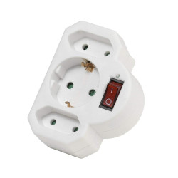 Adaptateur de prise européenne A3, 3 prises, avec interrupteur 27369