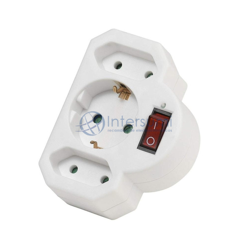 Adaptateur de prise européenne A3, 3 prises, avec interrupteur 27369