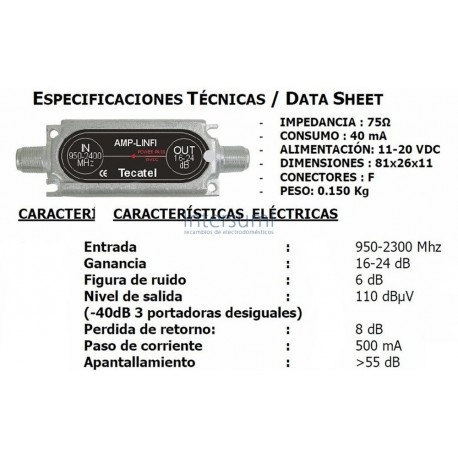 AMPLIFICADOR FI LINEA TECATEL 950-2400 16-24dB AMP-LINFI