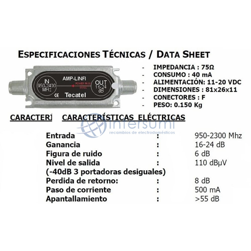 Amplificateur FI ligne Tecatel 950-2400 16-24dB AMP-LINFI