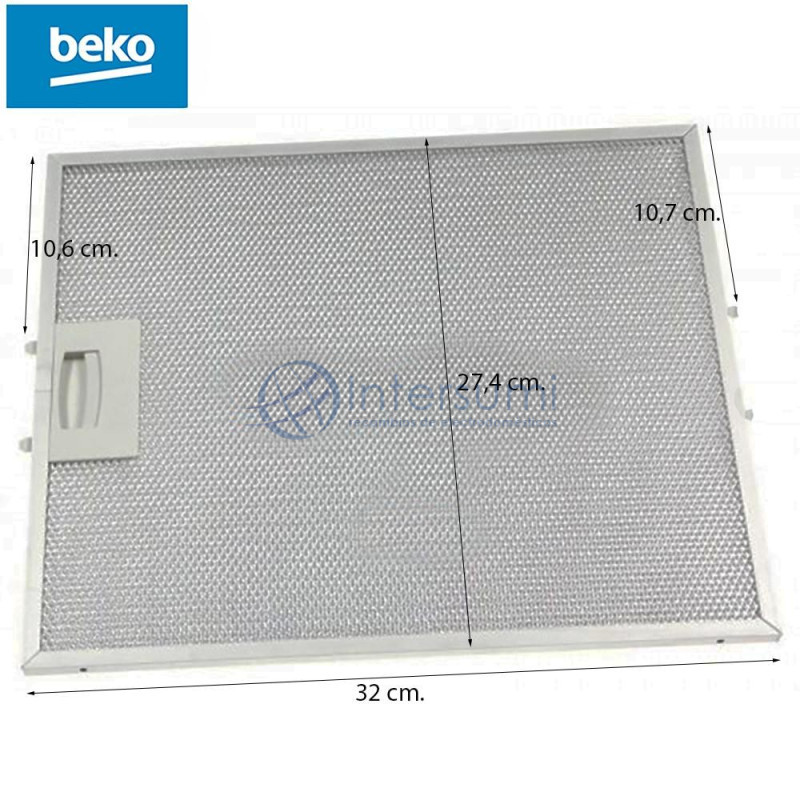 Filtre hotte aspirante Beko 320mm x 273mm 129730007