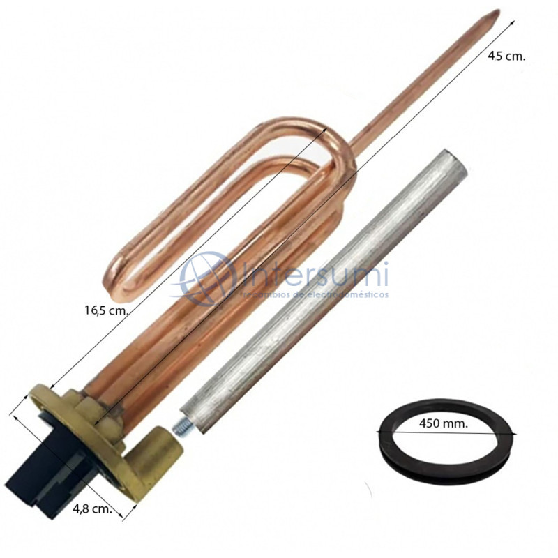 RÉSISTANCE ANODE ET JOINT POUR CHAUFFE-EAU CORBERO, ARISTON, FLECK 2000W 38CO0017