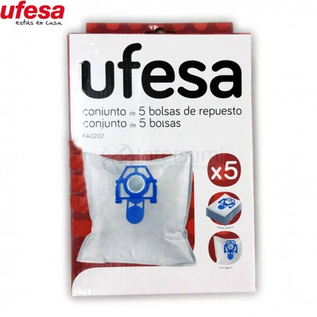 BOLSAS PARA ASPIRADORA UFESA 00579169. CONTENIDO 5 BOLSAS