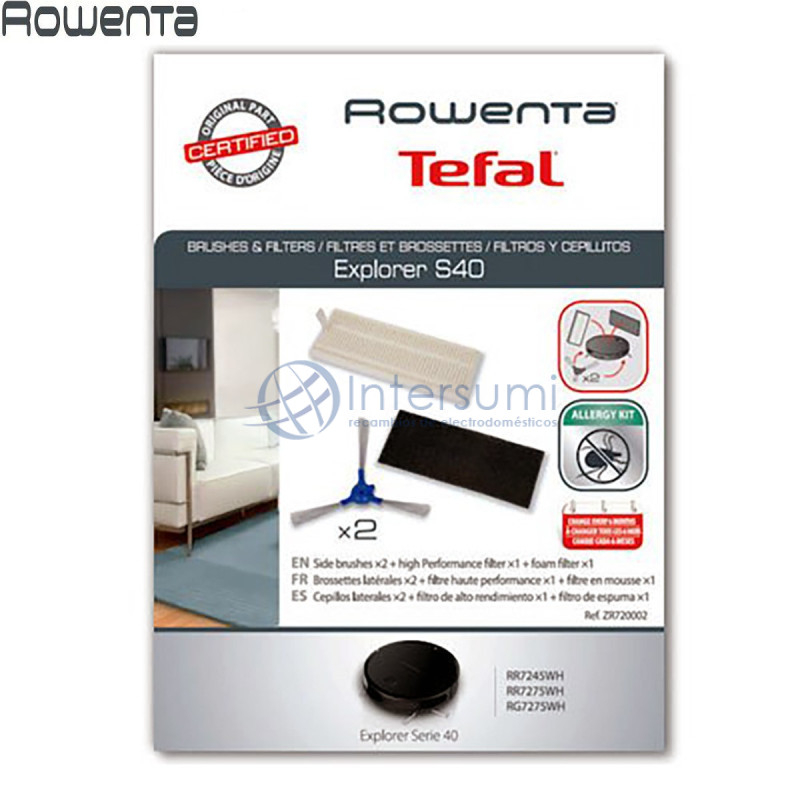Kit filtres et brosses robot aspirateur Rowenta ZR720002