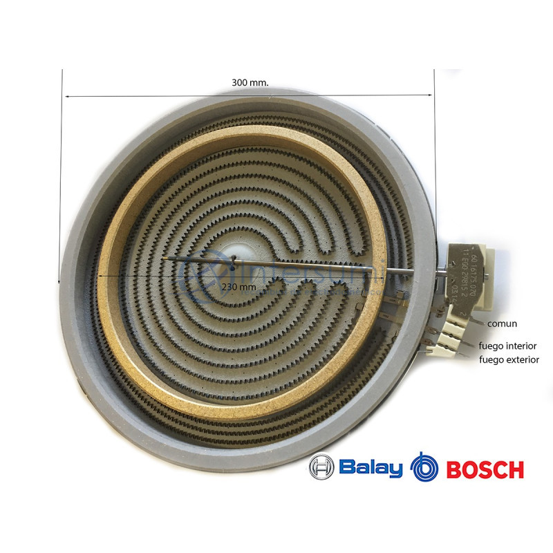 RÉSISTANCE VITROCÉRAMIQUE DIAMÈTRE 300MM 2700/1800 W 00424536
