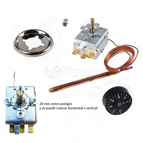 TERMOSTATO CALEFACCION, TERMOS, AGUA CALIENTE SANITARIA REGULABLE 0-90ºC, BULBO DE 1,5 METROS, 3 CONTACTOS DR540310R