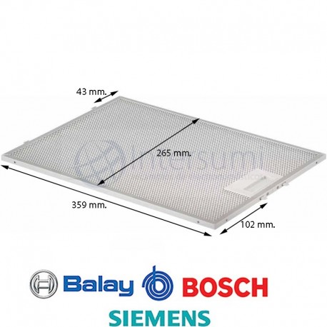 FILTRO CAMPANA EXTRACTORA BALAY, BOSCH, SIEMENS 00703451