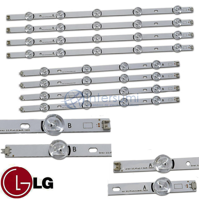 Bandes LED TV, 4 type A et 4 type B, pour modèles LG/47LB5700 AGF78400901