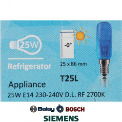 LAMPARA AZUL FRIGORÍFICOS BALAY, BOSCH, SIEMENS, 25W 00612235