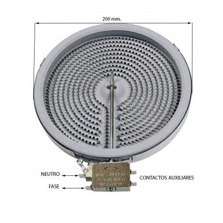 RESISTENCIA PARA VITROCERÁMICA MARCA EGO 1800W, Ø 20CM 40BS1000